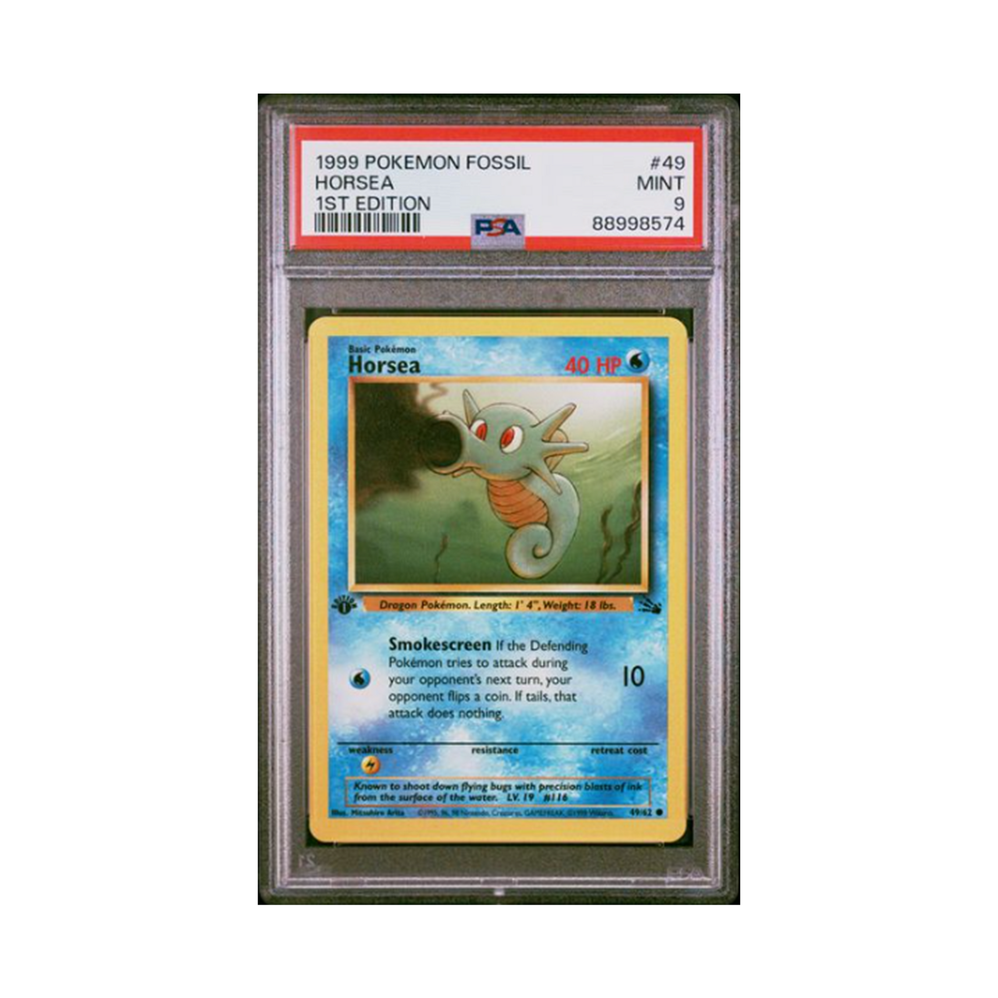 Horsea - 1999 Fossil - 1st Edition PSA 9
