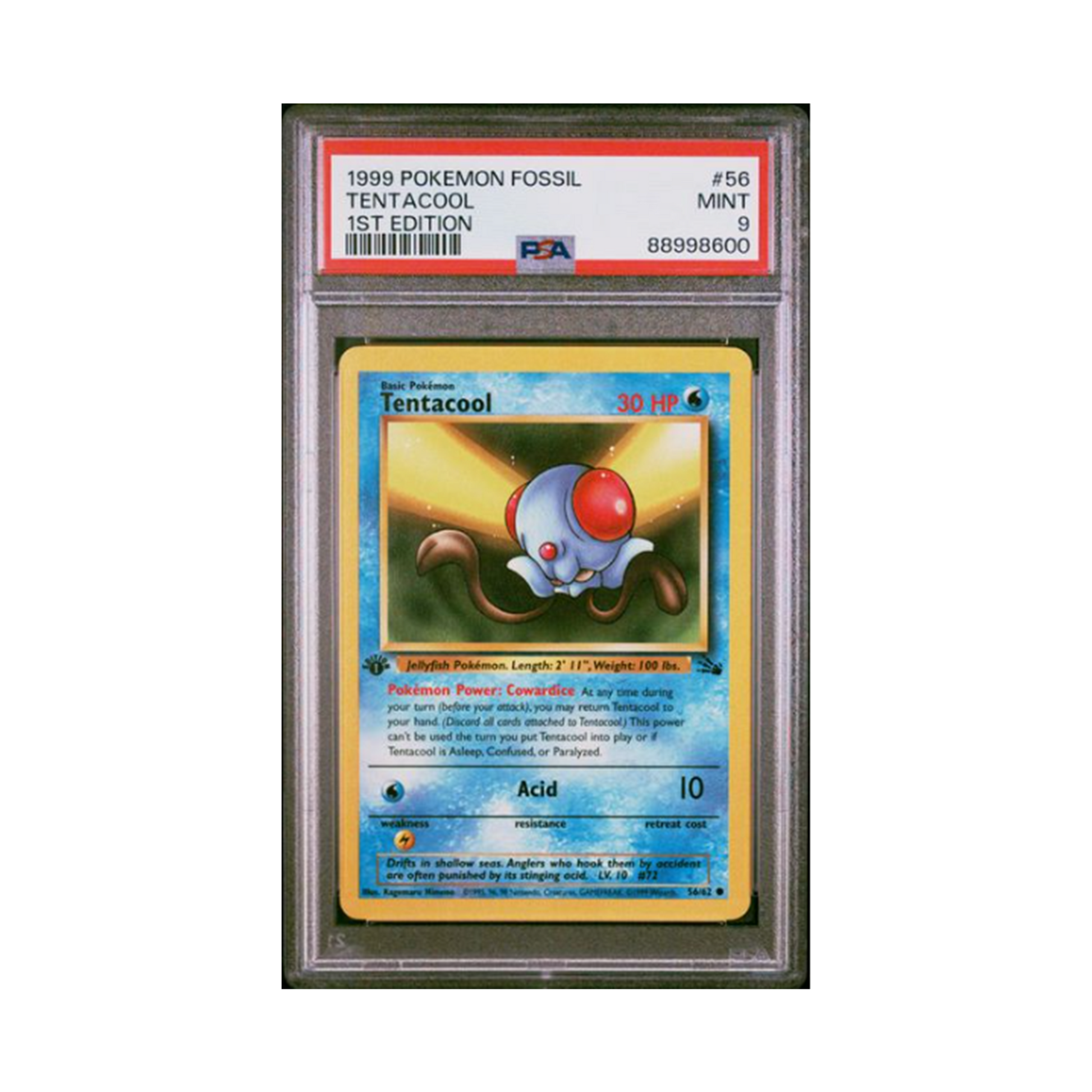 Tentacool - 1999 Pokémon Fossil - 1st Edition PSA 9